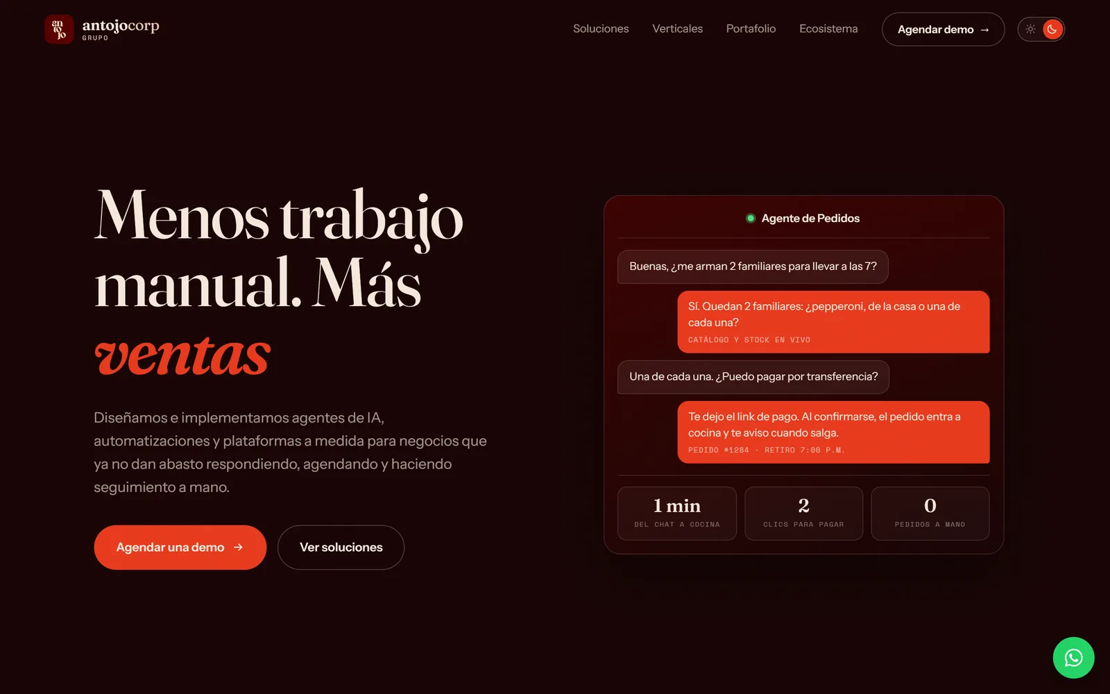 Portada del sitio de AntojoCorp